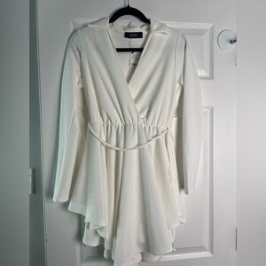 AKIRA White V-Neck Dress S